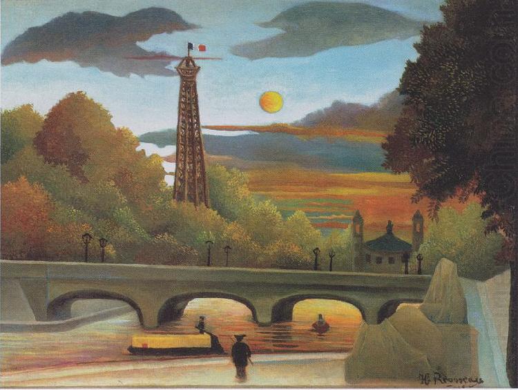 Henri Rousseau Seine and Eiffel-tower in the sunset china oil painting image